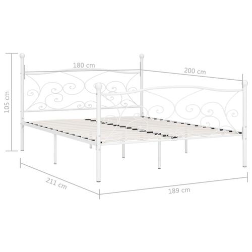 Sengestel med lamelbund 180 x 200 cm metal hvid