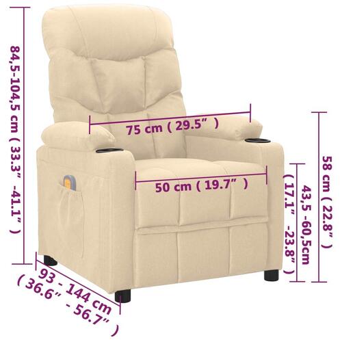 Massagestol stof cremefarvet