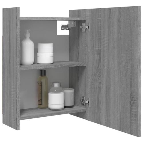 Skab med spejl 62,5x20,5x64 cm konstrueret træ grå sonoma-eg