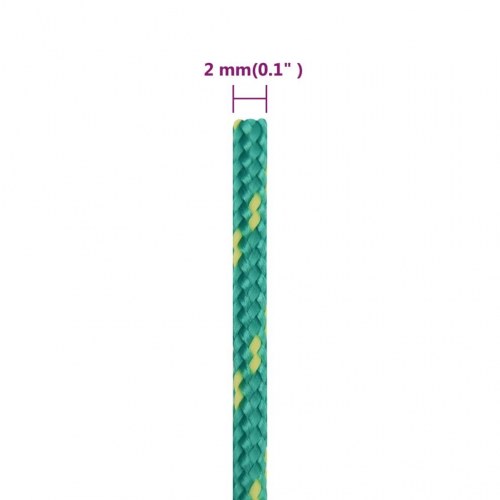 Tovværk til båd - 2 mm flettet PP-reb, 50 m, grøn