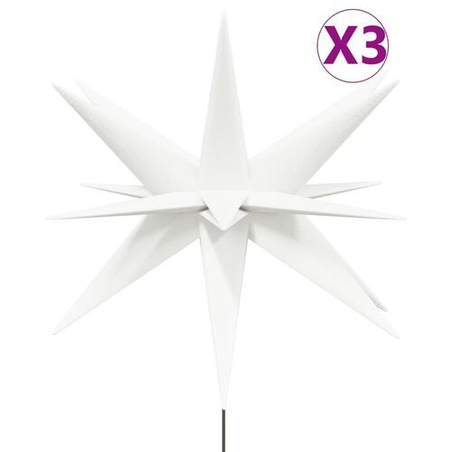 Juledekoration m. LED-lys og jordspyd 3 stk. 57 cm foldbar hvid