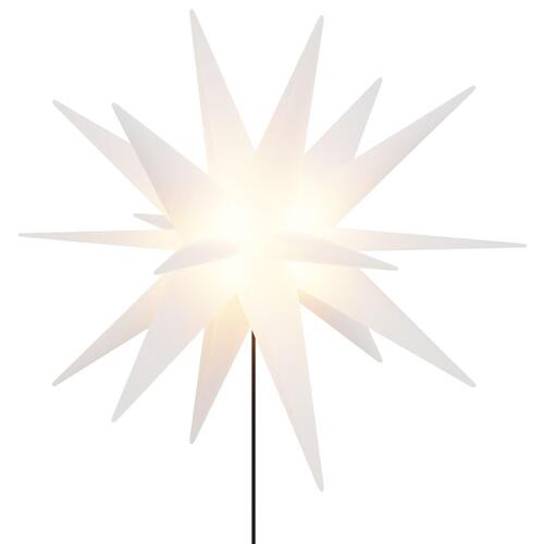 Juledekoration m. LED-lys og jordspyd 3 stk. 57 cm foldbar hvid