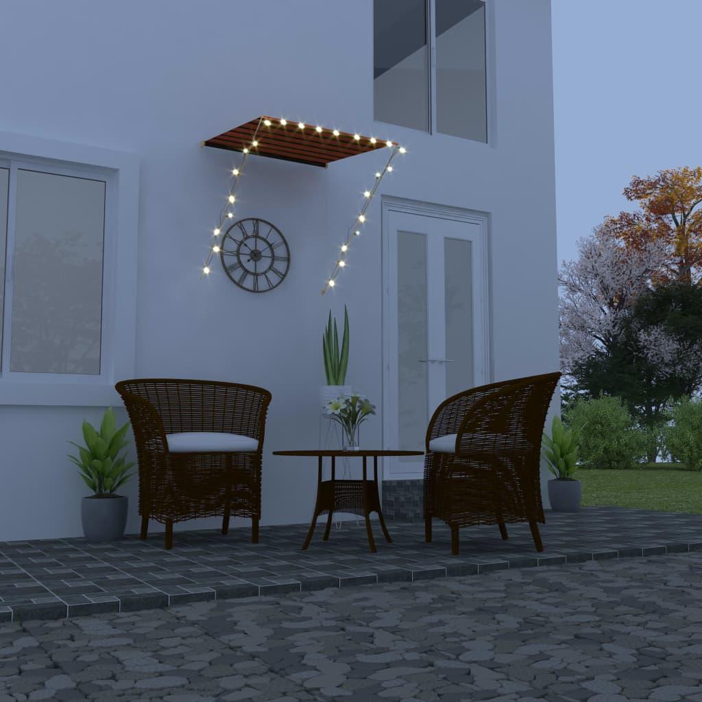 Foldemarkise med LED 100x150 cm orange og brun