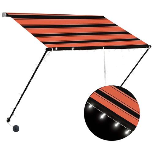 Foldemarkise med LED 100x150 cm orange og brun