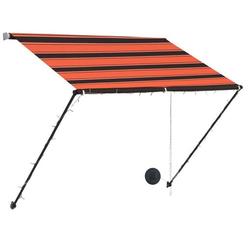 Foldemarkise med LED 100x150 cm orange og brun