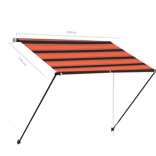 Foldemarkise med LED 100x150 cm orange og brun
