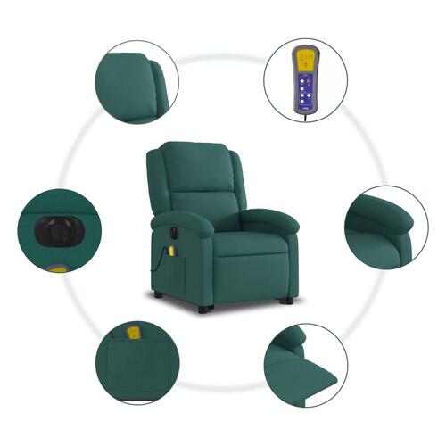 Elektrisk massagestol med løftefunktion stof mørkegrøn