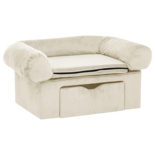 Hundesofa med skuffe 75x50x38 cm plys cremefarvet