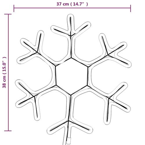 Snefnug 2 stk. 38x37 cm med LED-lys varmt hvidt lys