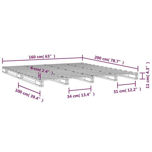 Palleseng 160x200 cm massivt fyrretræ