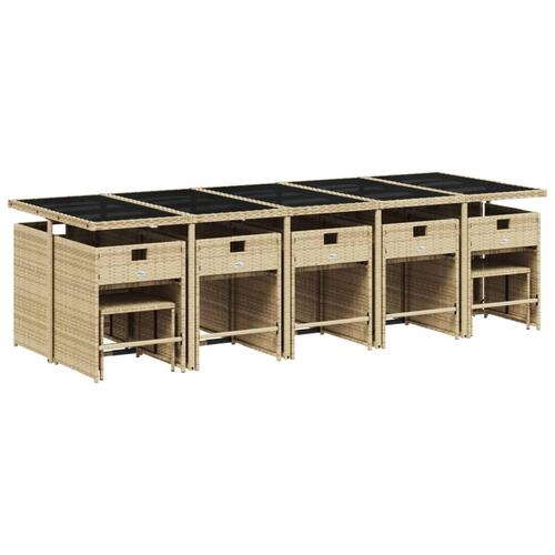 Spisebordssæt til haven 15 dele med hynder polyrattan beige
