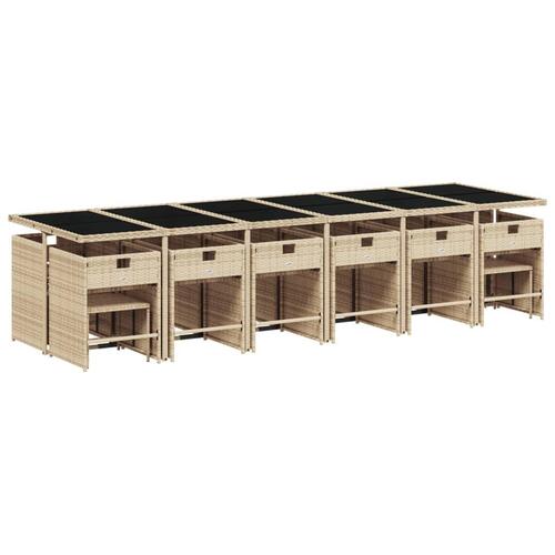 Spisebordssæt til haven 17 dele med hynder polyrattan beige