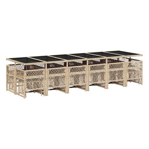 Spisebordssæt til haven 17 dele med hynder polyrattan beige