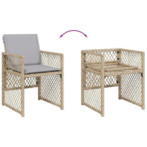 Spisebordssæt til haven 17 dele med hynder polyrattan beige