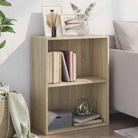 Bogreol med 2 hylder 60x30x76,5 cm konstrueret træ sonoma-eg