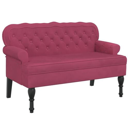 Bænk med ryglæn 119,5x64,5x75 cm velour vinrød