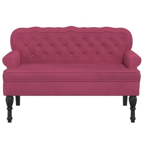 Bænk med ryglæn 119,5x64,5x75 cm velour vinrød