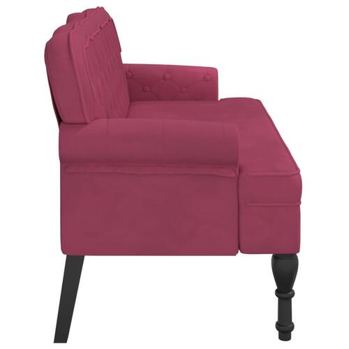 Bænk med ryglæn 119,5x64,5x75 cm velour vinrød