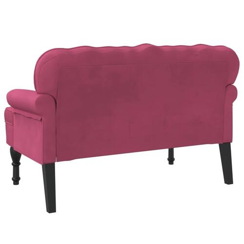 Bænk med ryglæn 119,5x64,5x75 cm velour vinrød