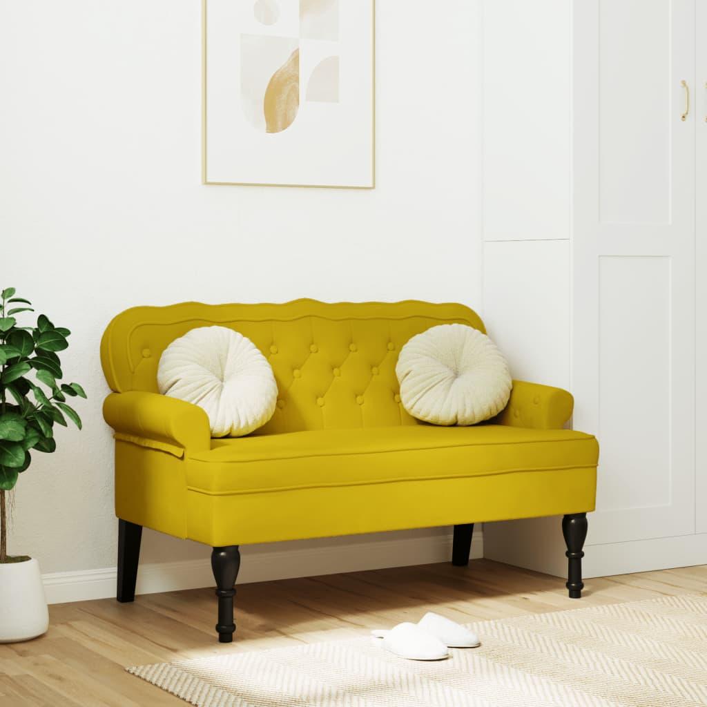 Bænk med ryglæn 119,5x64,5x75 cm velour gul