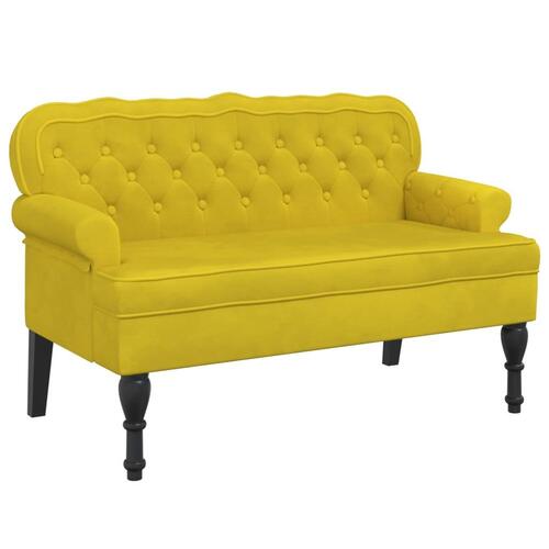 Bænk med ryglæn 119,5x64,5x75 cm velour gul