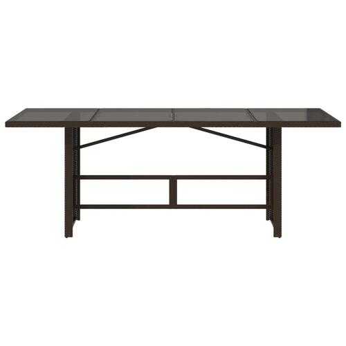 Havebord med glastop 190x80x75 cm polyrattan brun
