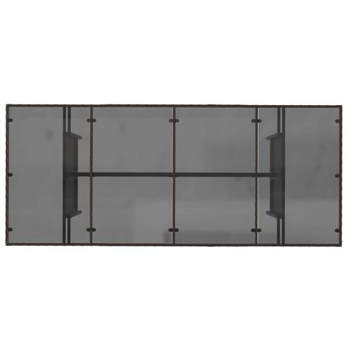 Havebord med glastop 190x80x75 cm polyrattan brun