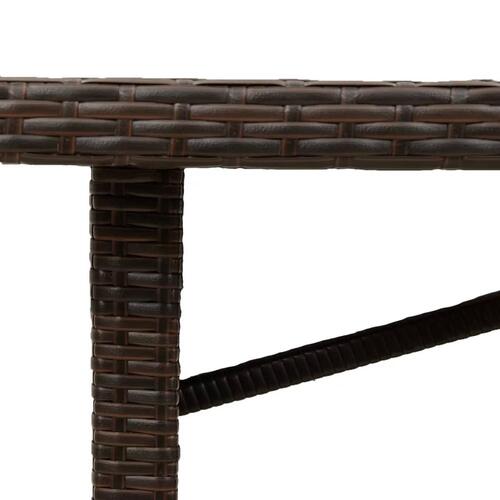 Havebord med glastop 190x80x75 cm polyrattan brun