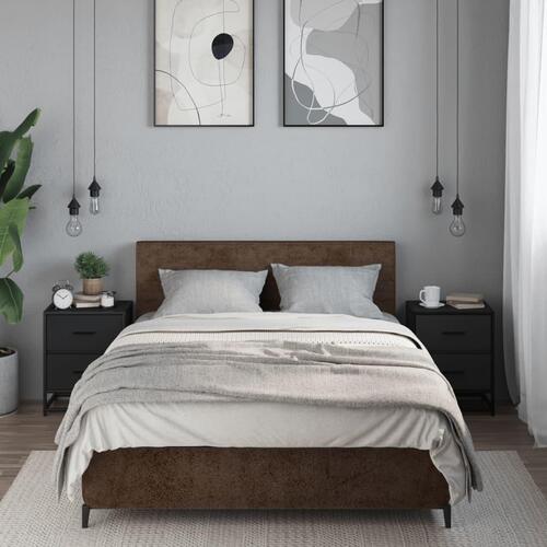 Sengeskabe 2 stk. 40x31x50 cm konstrueret træ sort