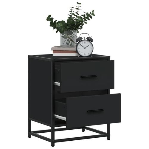 Sengeskabe 2 stk. 40x31x50 cm konstrueret træ sort