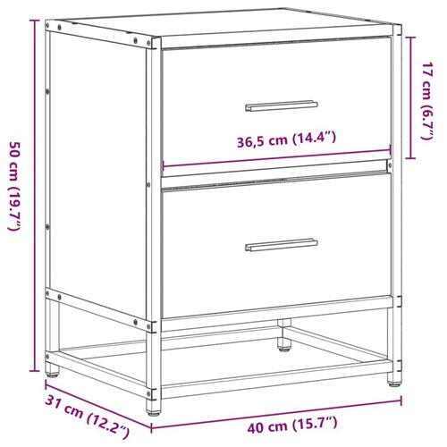 Sengeskabe 2 stk. 40x31x50 cm konstrueret træ sort
