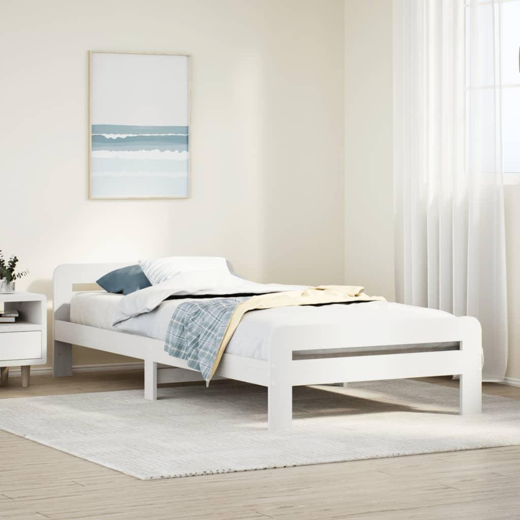 Sengeramme uden madras 75x190 cm massivt fyrretræ hvid