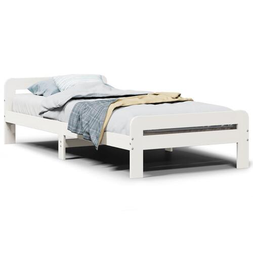 Sengeramme uden madras 75x190 cm massivt fyrretræ hvid