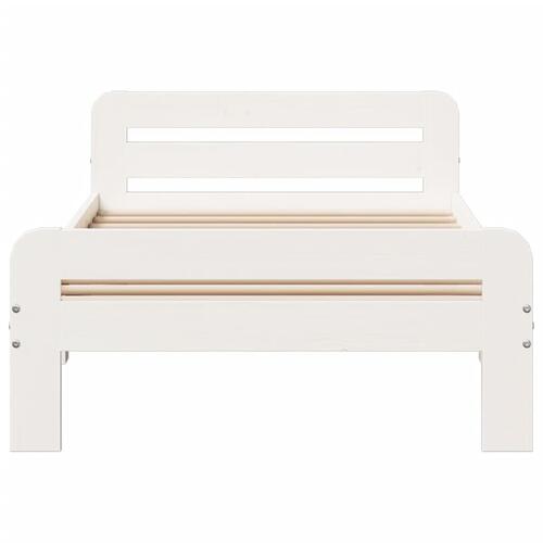 Sengeramme uden madras 75x190 cm massivt fyrretræ hvid