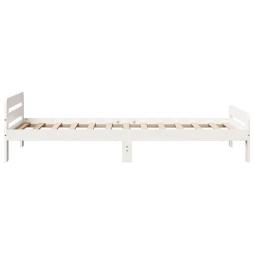Sengeramme uden madras 75x190 cm massivt fyrretræ hvid