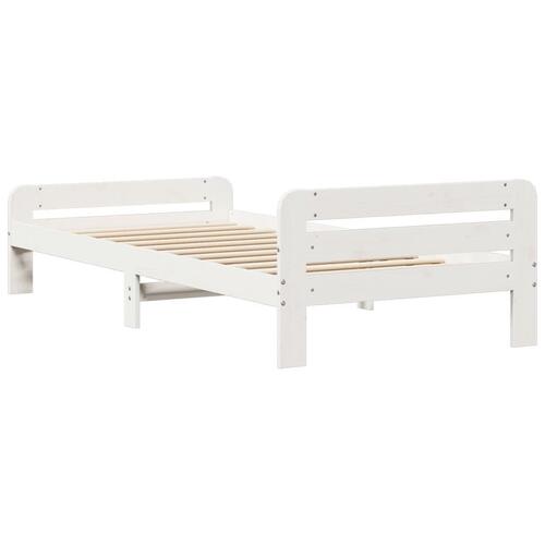 Sengeramme uden madras 75x190 cm massivt fyrretræ hvid