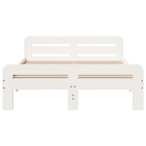 Sengeramme uden madras 135x190 cm massivt fyrretræ hvid