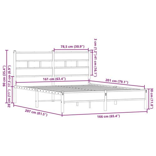 Sengeramme m. sengegavl 160x200 cm uden madras sonoma-eg