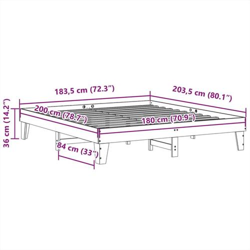 Sengeramme uden madras 180x200 cm massivt fyrretræ gyldenbrun