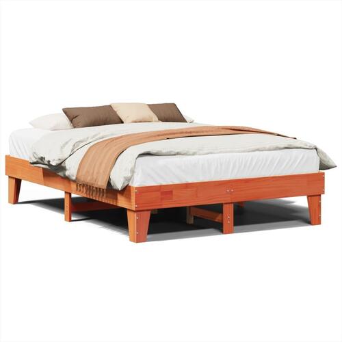 Sengeramme uden madras 140x200 cm massivt fyr gyldenbrun