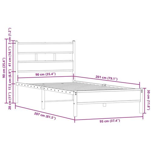 Sengeramme m. sengegavl 90x200 cm uden madras sonoma-eg