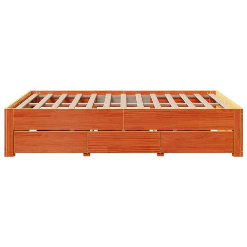 Sengeramme m. skuffer 150x200 cm uden madras massivt fyr brun