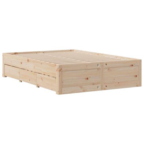 Sengeramme uden madras med skuffer 160x200 cm massivt fyrretræ