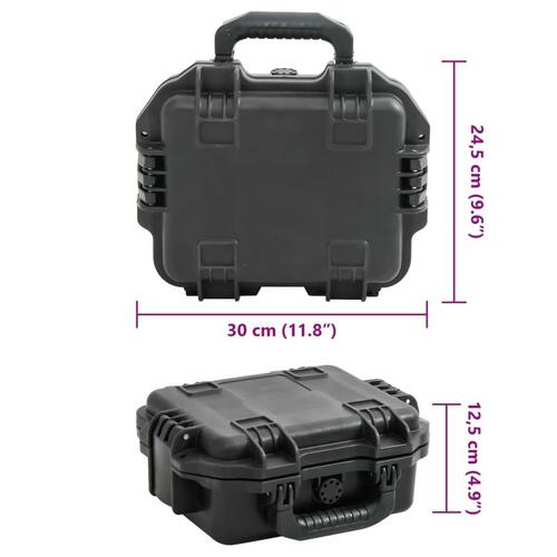 Transportabel flightcase 30x24,5x12,5 cm PP sort