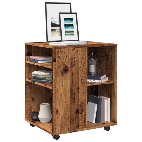 Rulleskab 60 × 53 × 72 cm i konstrueret træ - gammelt træ-look