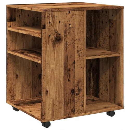 Rulleskab 60 × 53 × 72 cm i konstrueret træ - gammelt træ-look