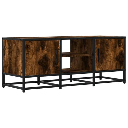 Tv-bord 100x35x41 cm konstrueret træ og metal røget egetræ