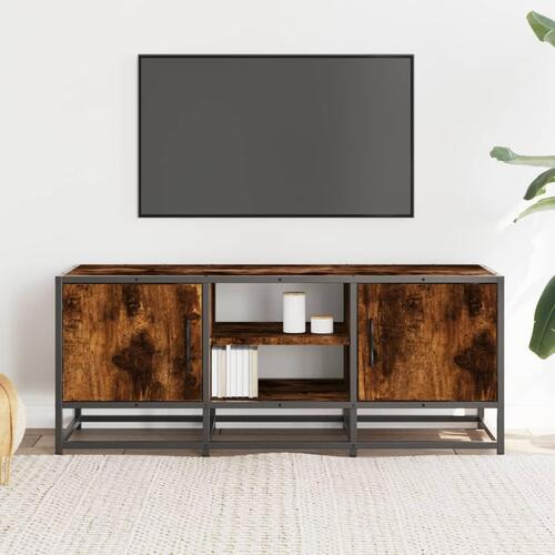 Tv-bord 100x35x41 cm konstrueret træ og metal røget egetræ
