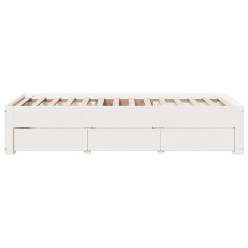 Sengeramme m. skuffer 75x190 cm uden madras massivt fyr hvid