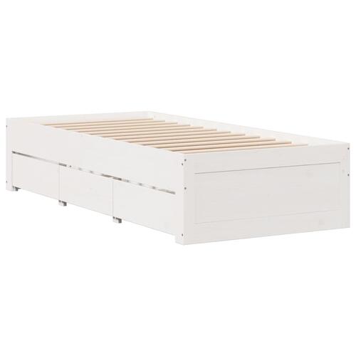 Sengeramme m. skuffer 75x190 cm uden madras massivt fyr hvid